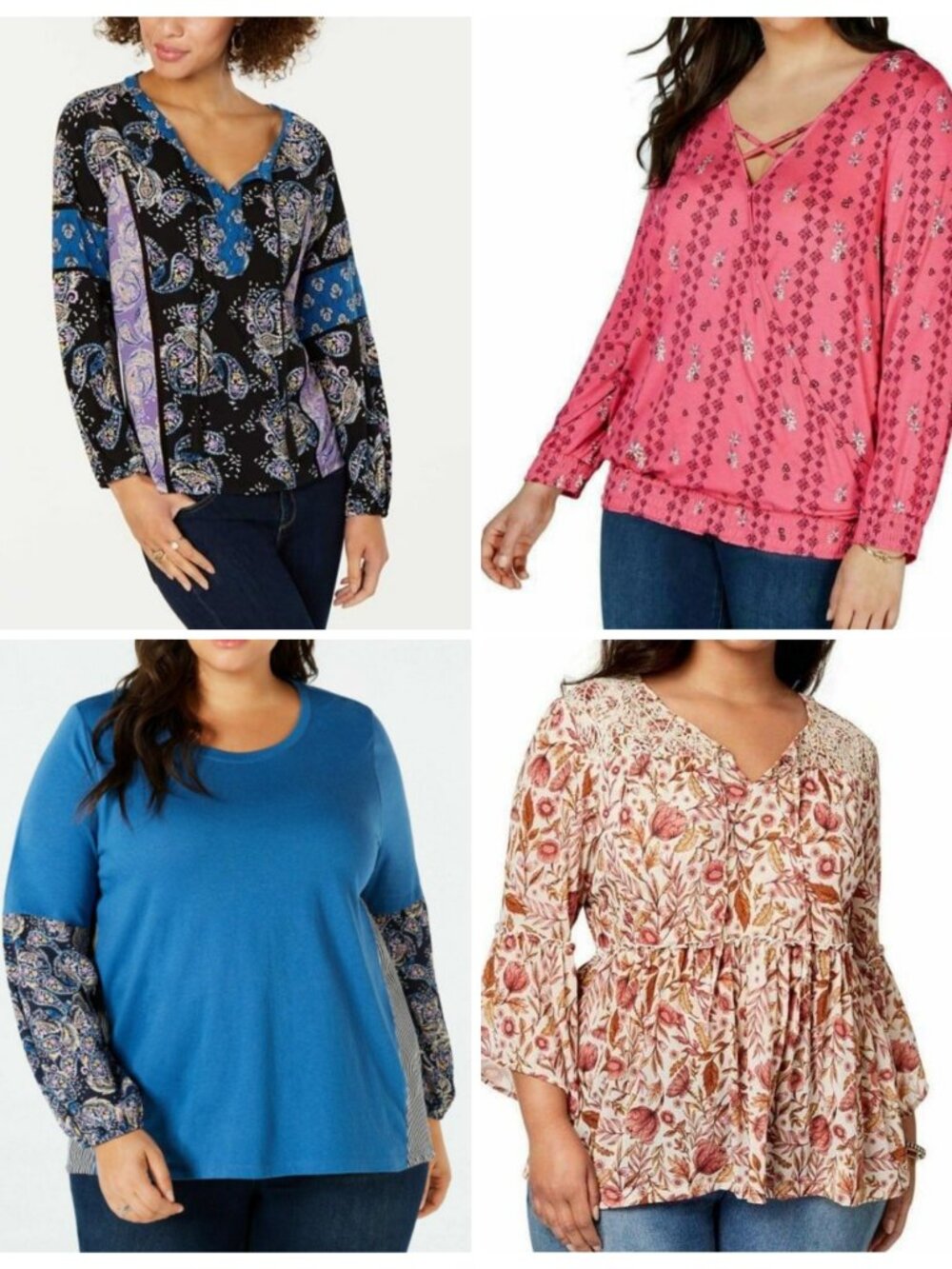 NWT Style & Co 4 Piece Blouse Top Bundle Lot Long Sleeve - Plus 3X